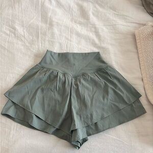 Yogalicious Sage Green Layered Athletic Shorts